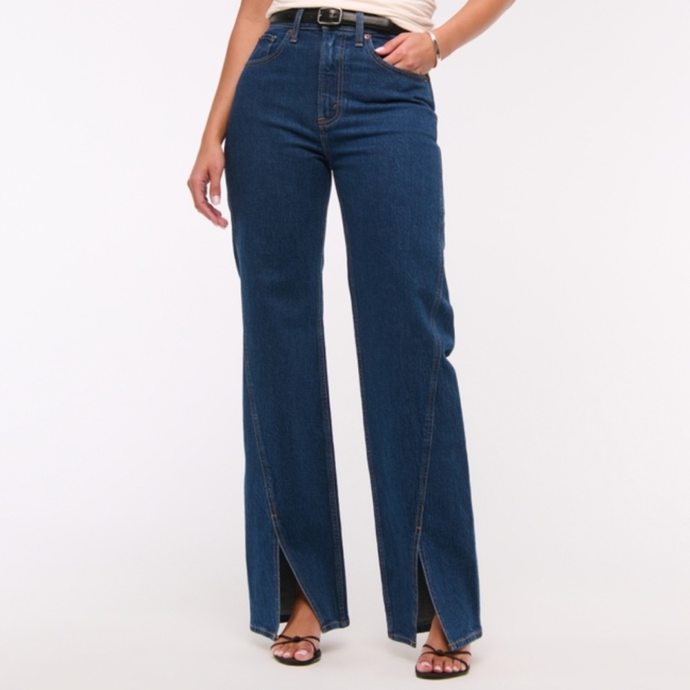 Abercrombie & Fitch High Rise 90s Relaxed Split-Vent Hem Jean